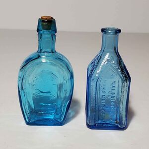 Miniature Blue Glass Tincture Bottles Vintage